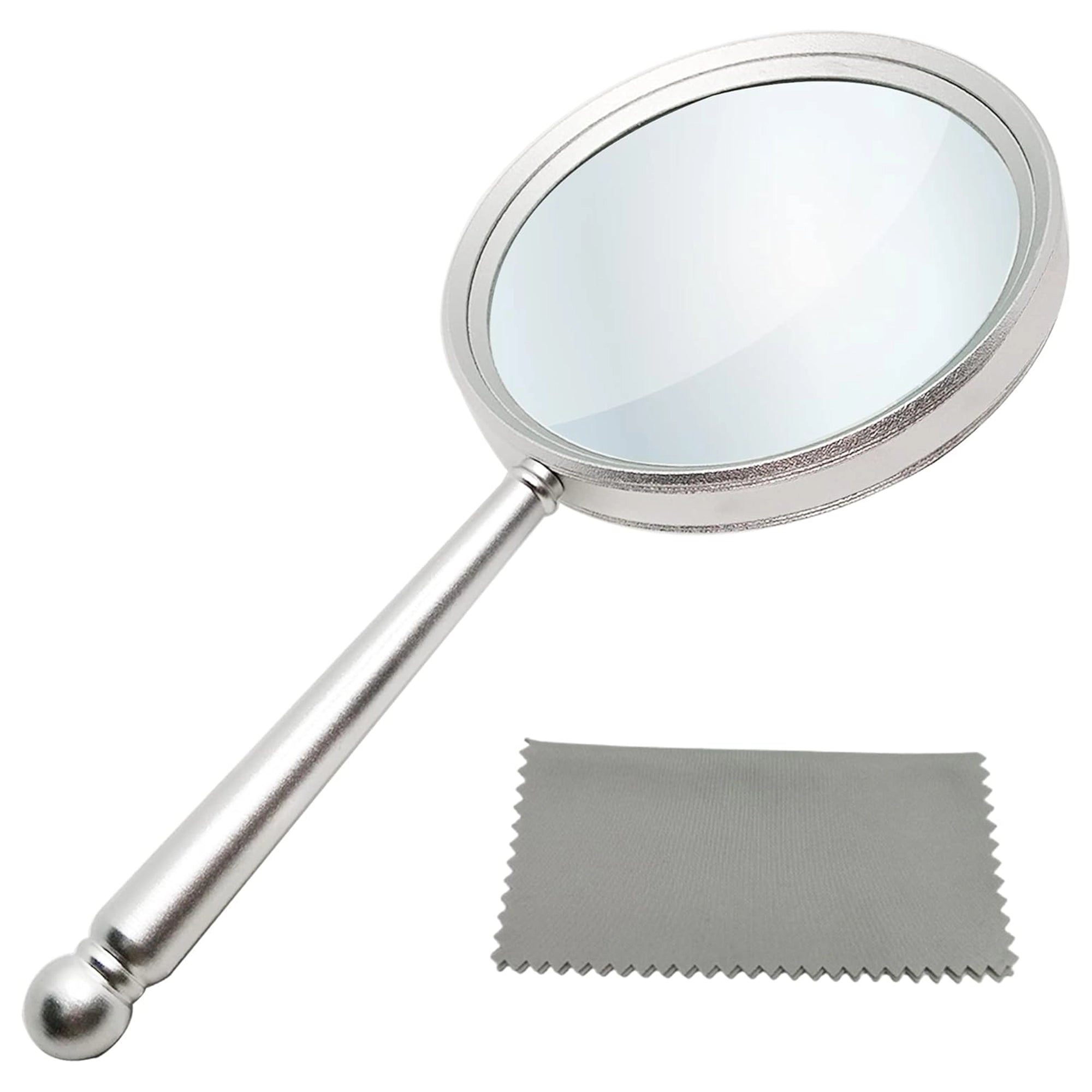 RAFLOT Handheld Magnifying Glasses Metal Handle & 84mm Large Magnifying Real Glass Lens