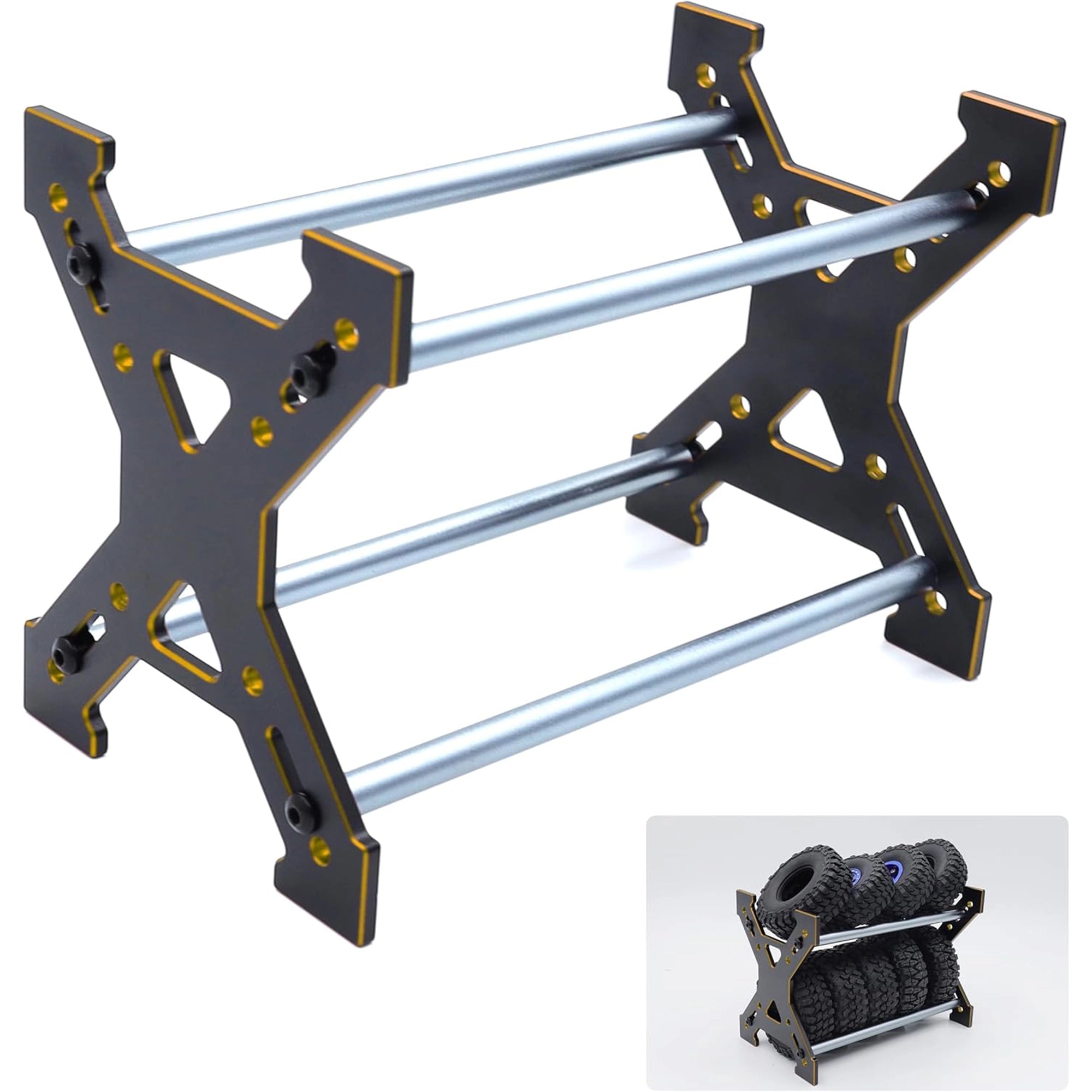 Raflot 1.0" Wheel Tires Rack Aluminum Storage Rack Tires Stand for SCX24 AX24 TRX4M FCX24 1/18 1/24 Car