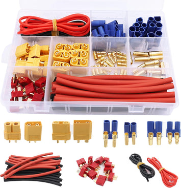 Raflot 70 Pcs XT60 / XT90 /EC3 / EC5/T-Plug Deans Male&Female Connector Adapters 14AWG Silicone Wire+Shrink Tubings