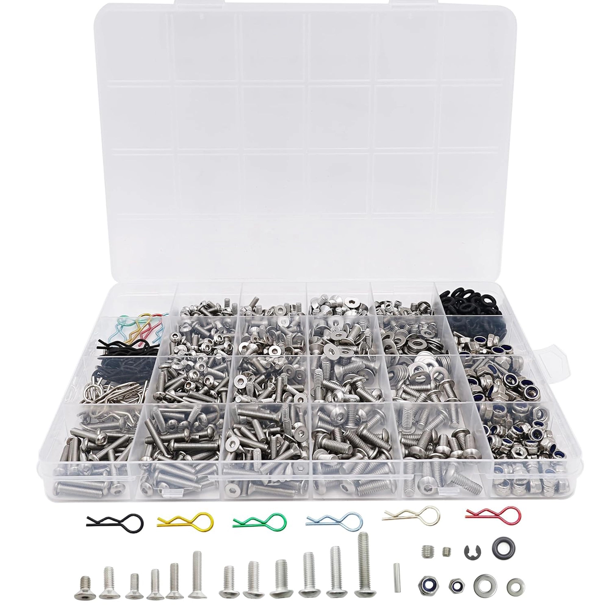 1008PCS Universal RC Screw Kit 304 Stainless Steel for Traxxas Axial Redcat HPI Arrma SCX10 Losi 1/8 1/10 1/12 1/16 Scale RC Cars