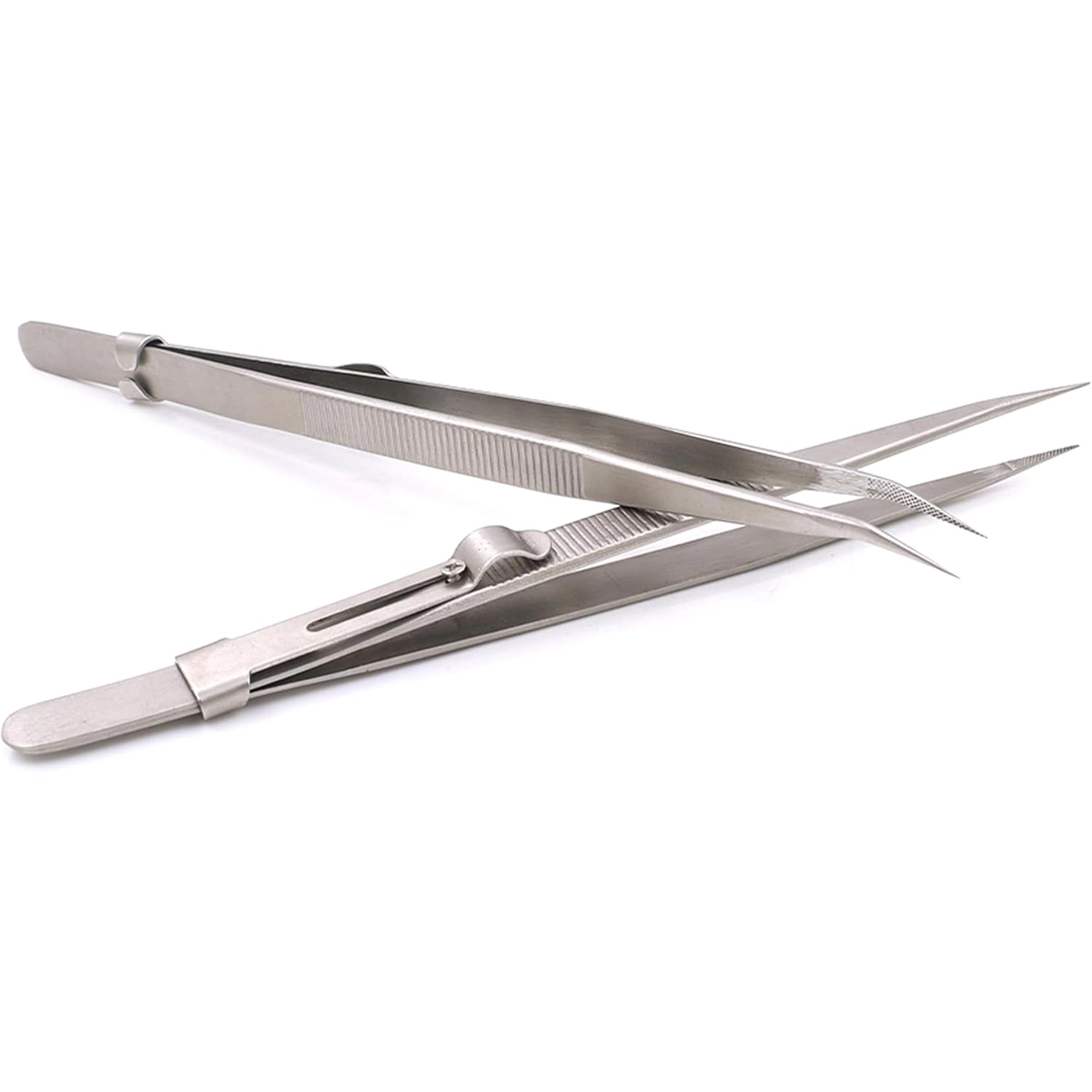 Raflot 2PCS Precision Tweezer Upgraded Bent and Straight Flat Tip Stainless Steel Tweezers