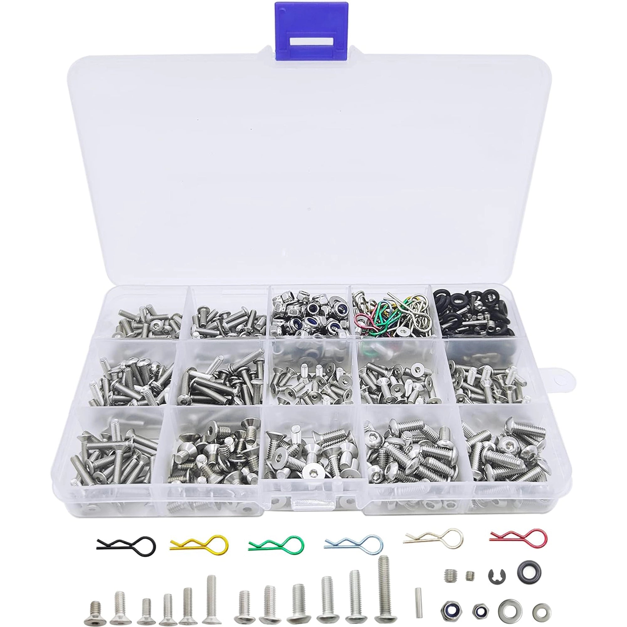 710pcs Universal RC Screw Kit 304 Stainless Steel Screws Assortment Set, /8 1/10 1/12 1/16 Scale RC Cars Trucks Crawler