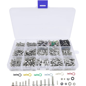 710pcs Universal RC Screw Kit 304 Stainless Steel Screws Assortment Set, /8 1/10 1/12 1/16 Scale RC Cars Trucks Crawler