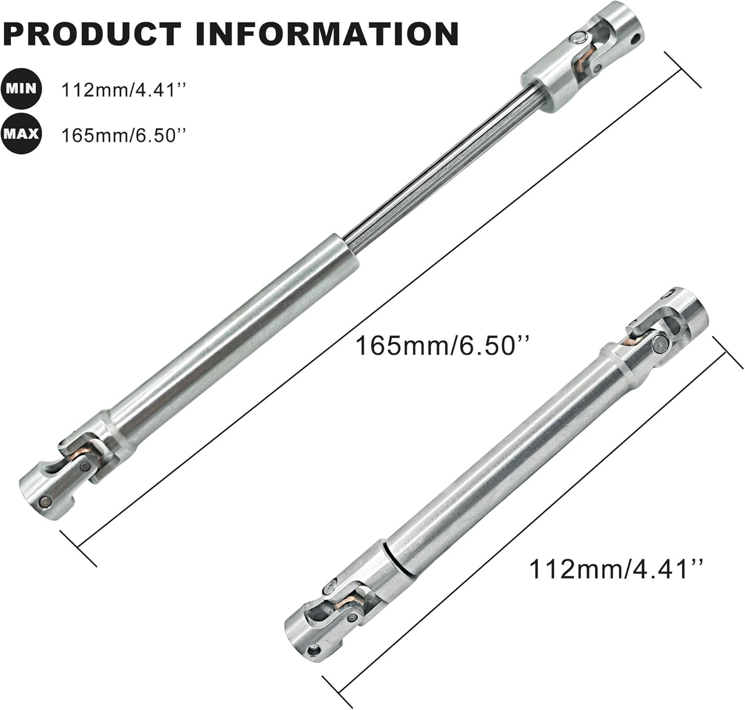 Raflot Stainless Steel Drive Shaft 112-165mm for 1/10 RC Crawler Traxxas TRX6 Axial SCX10 Wraith Capra D90 TF2 Redcat GEN8