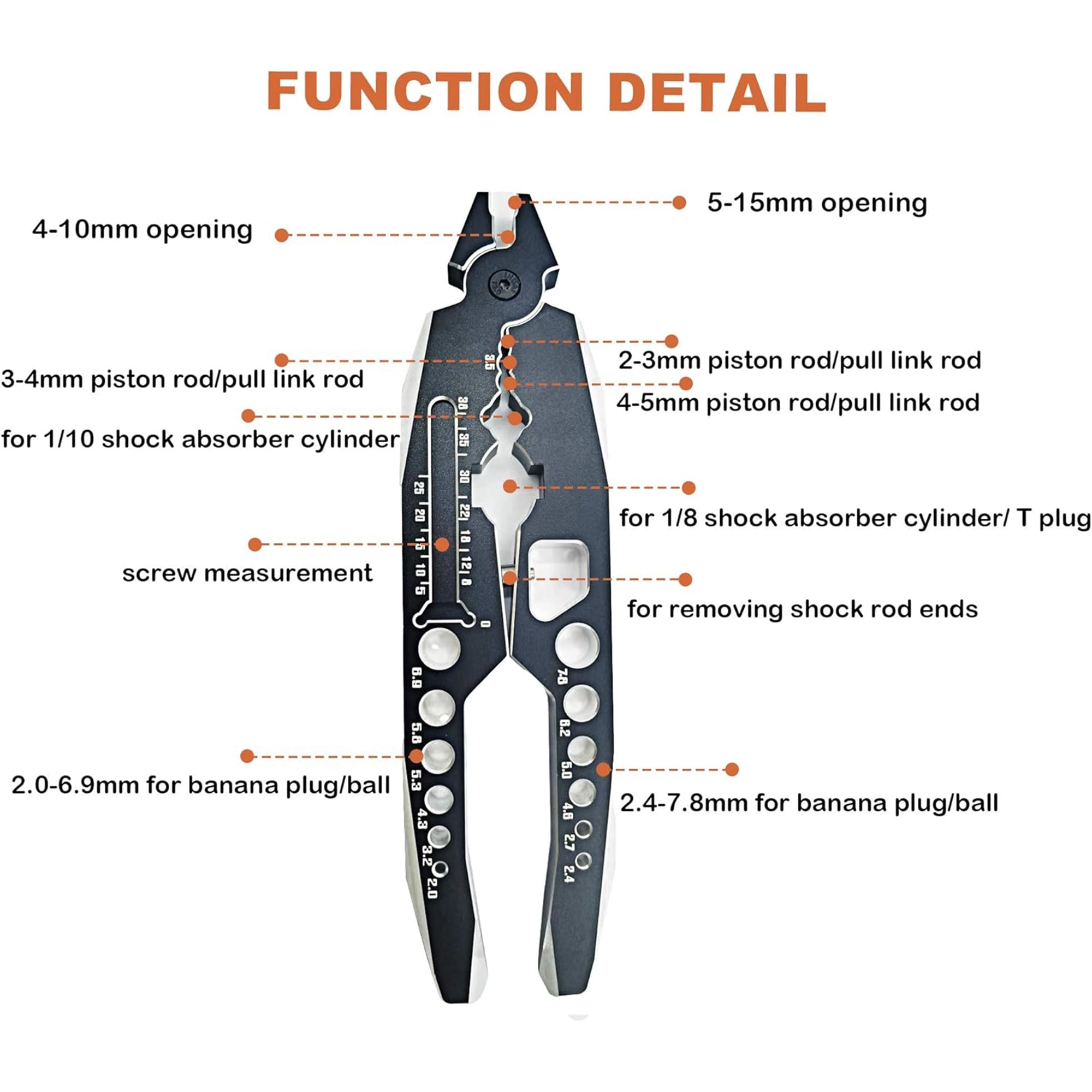 Raflot RC Shock Absorber Pliers 4 in 1 RC Crawler Multifunction Plier  for Traxxas HSP Car