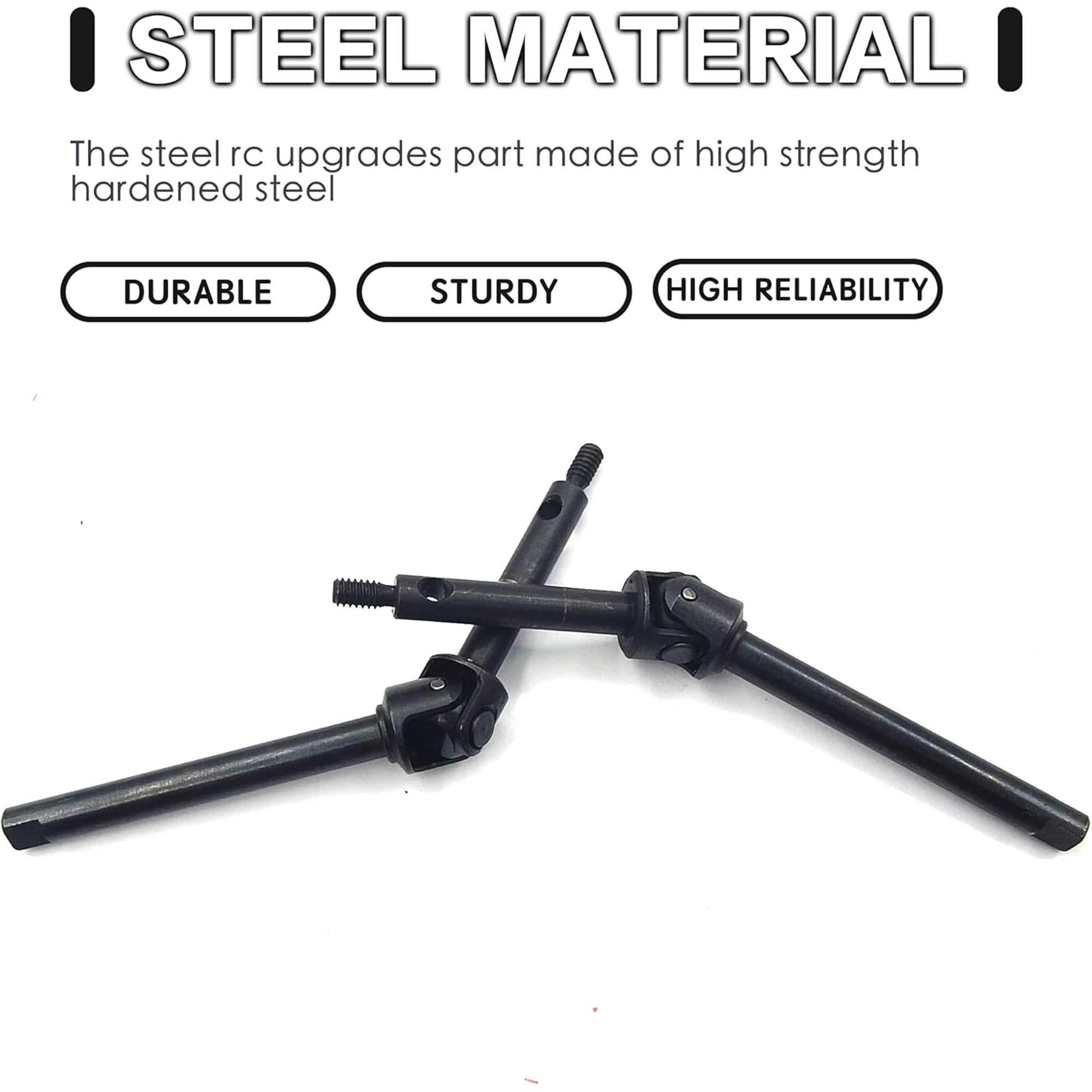 Raflot RC Front Axle Drive Shaft Steel Front Universal Driveshaft CVD Set for 1/24 C10/JLU/Bronco/Gladiator/Deadbolt SCX24 (+4mm)