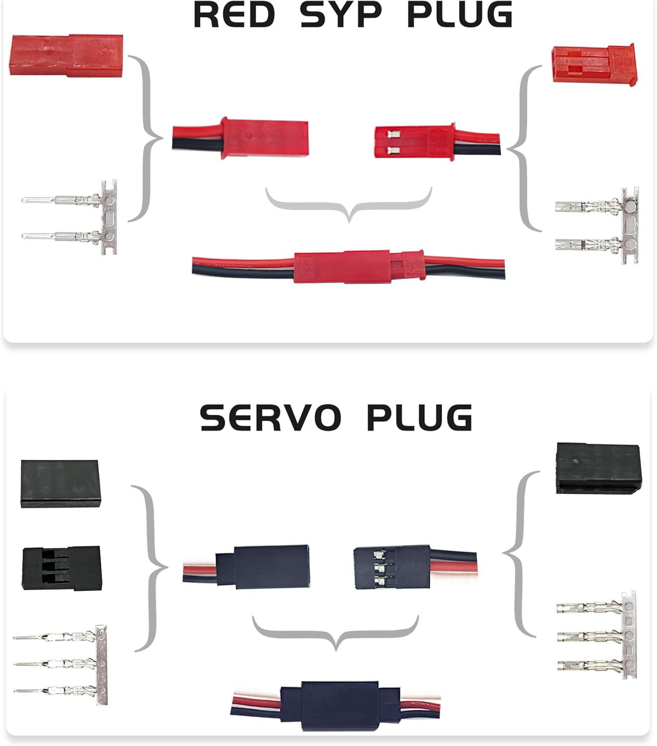 Raflot T-Plug EC3 XT60 Male Female Connector Adapters & Servo Plug Male Female Connector+14AWG Silicone Wire (111PCS)