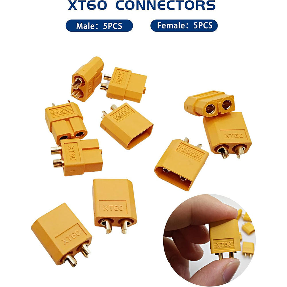 Raflot T-Plug XT60 EC3 Male and Female Adapter Connectors with Heat Shrink Tube and 14AWG Silicone Wire for RC Lipo Battery Electronic Speed Control ESC Motor