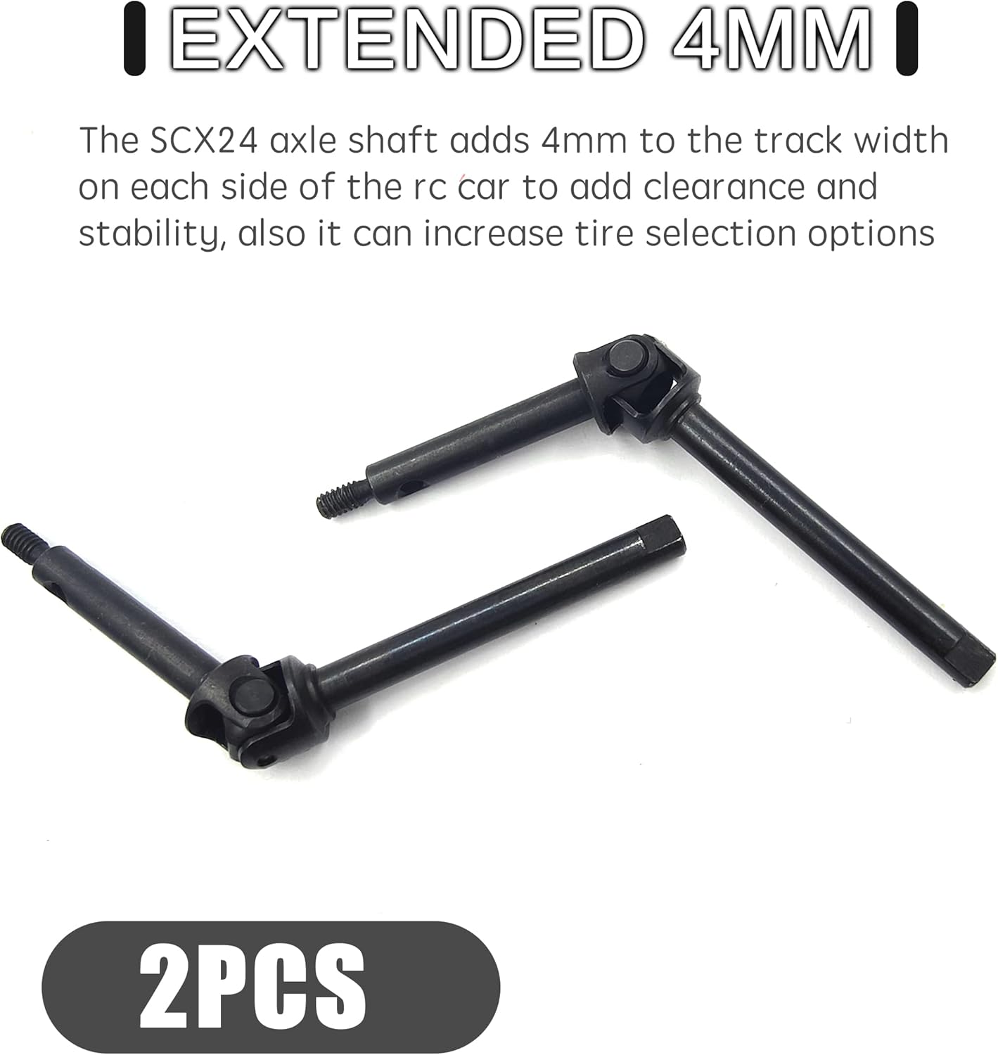 Raflot RC Front Axle Drive Shaft Steel Front Universal Driveshaft CVD Set for 1/24 C10/JLU/Bronco/Gladiator/Deadbolt SCX24 (+4mm)
