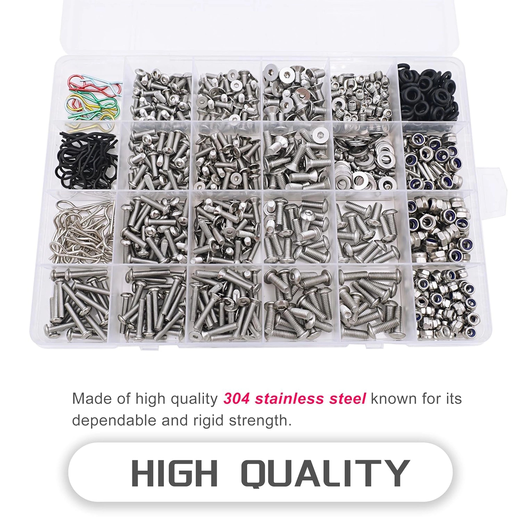 1008PCS Universal RC Screw Kit 304 Stainless Steel for Traxxas Axial Redcat HPI Arrma SCX10 Losi 1/8 1/10 1/12 1/16 Scale RC Cars