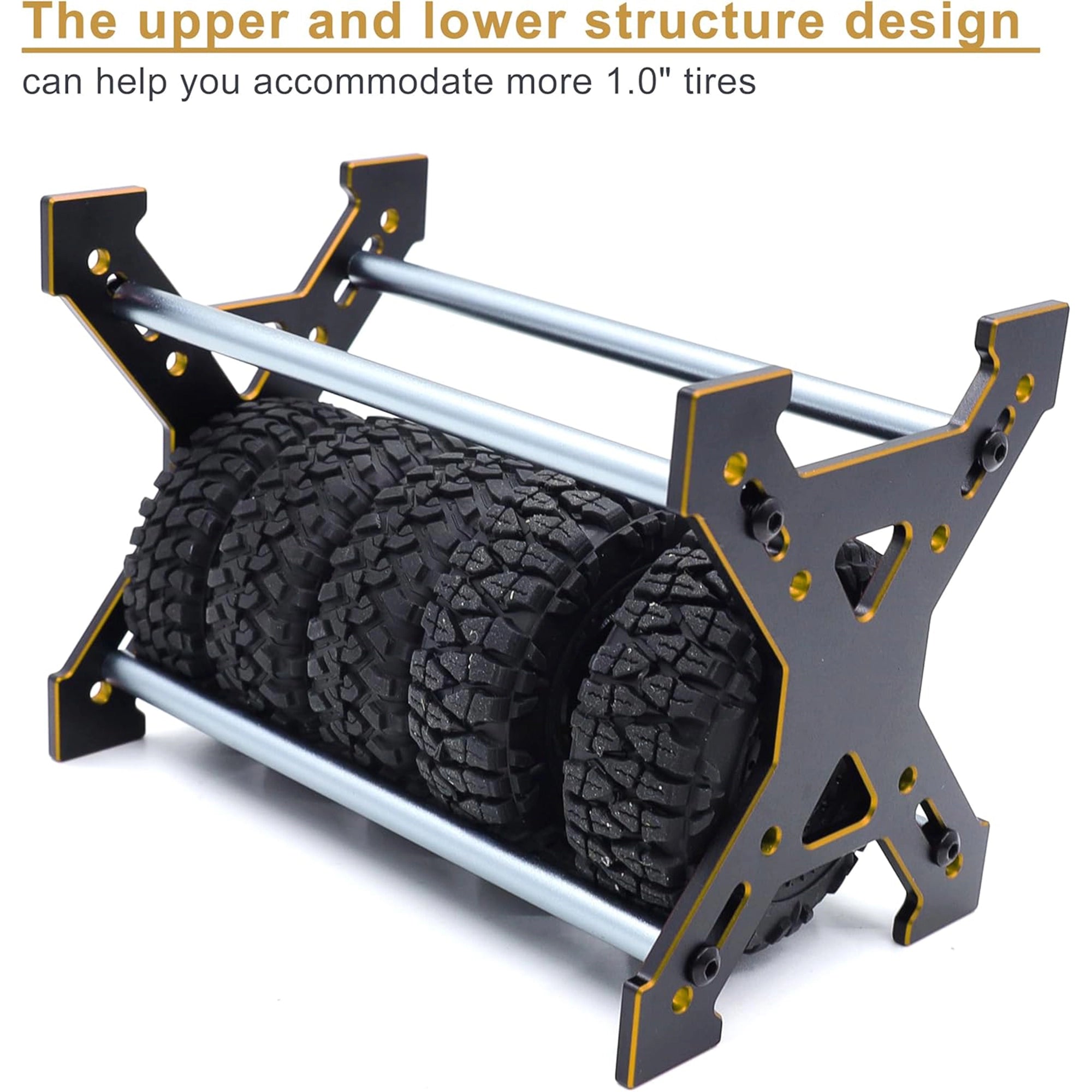 Raflot 1.0" Wheel Tires Rack Aluminum Storage Rack Tires Stand for SCX24 AX24 TRX4M FCX24 1/18 1/24 Car