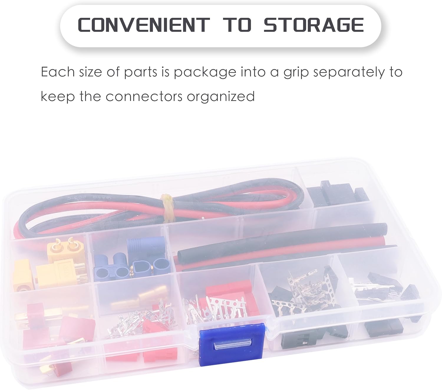 Raflot T-Plug EC3 XT60 Male Female Connector Adapters & Servo Plug Male Female Connector+14AWG Silicone Wire (111PCS)