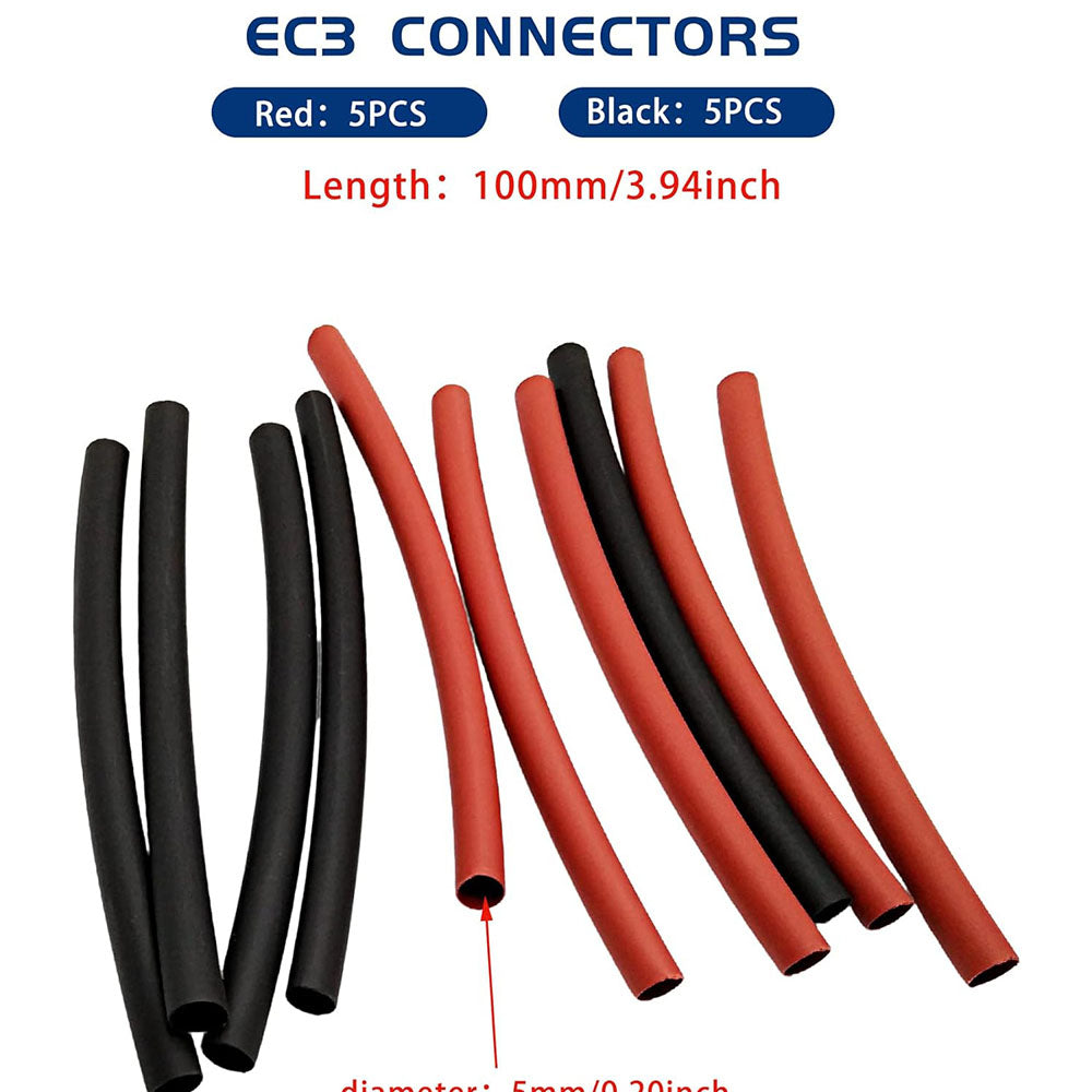 Raflot T-Plug XT60 EC3 Male and Female Adapter Connectors with Heat Shrink Tube and 14AWG Silicone Wire for RC Lipo Battery Electronic Speed Control ESC Motor