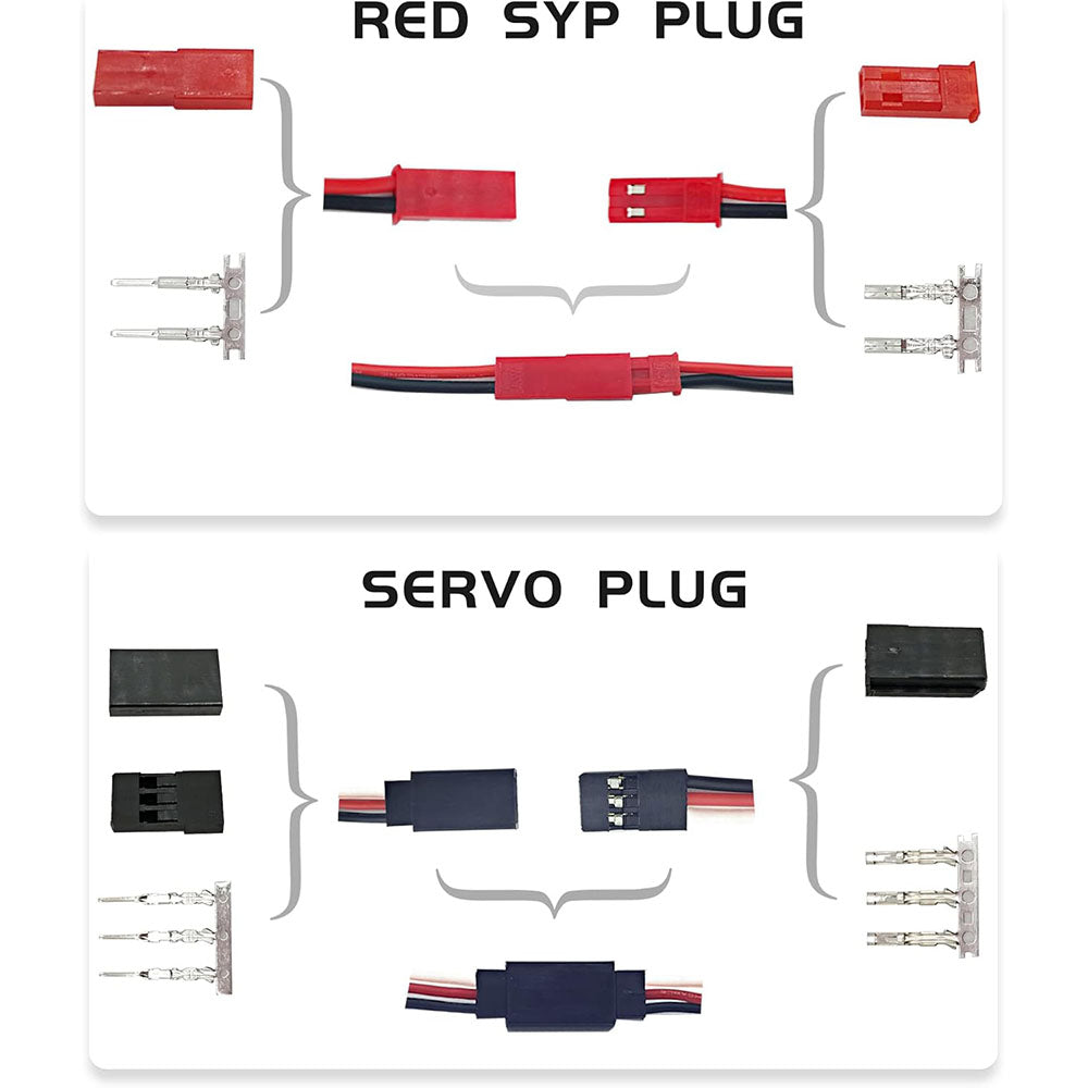 Raflot Servo Connector Kits Servo Plug Male/Female Connector Crimp Pin Cable Kit