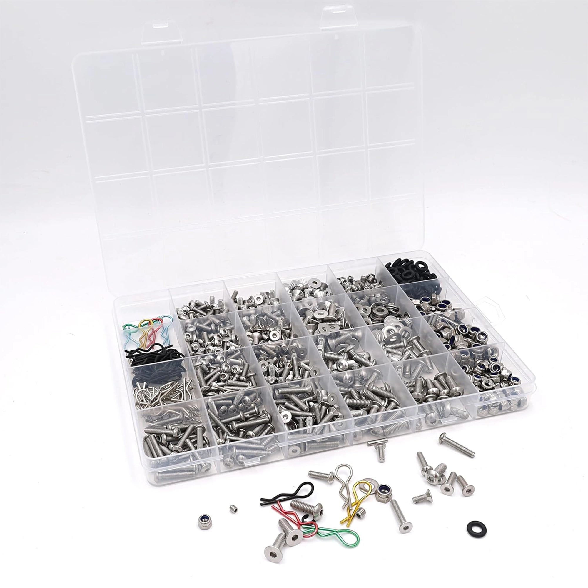1008PCS Universal RC Screw Kit 304 Stainless Steel for Traxxas Axial Redcat HPI Arrma SCX10 Losi 1/8 1/10 1/12 1/16 Scale RC Cars
