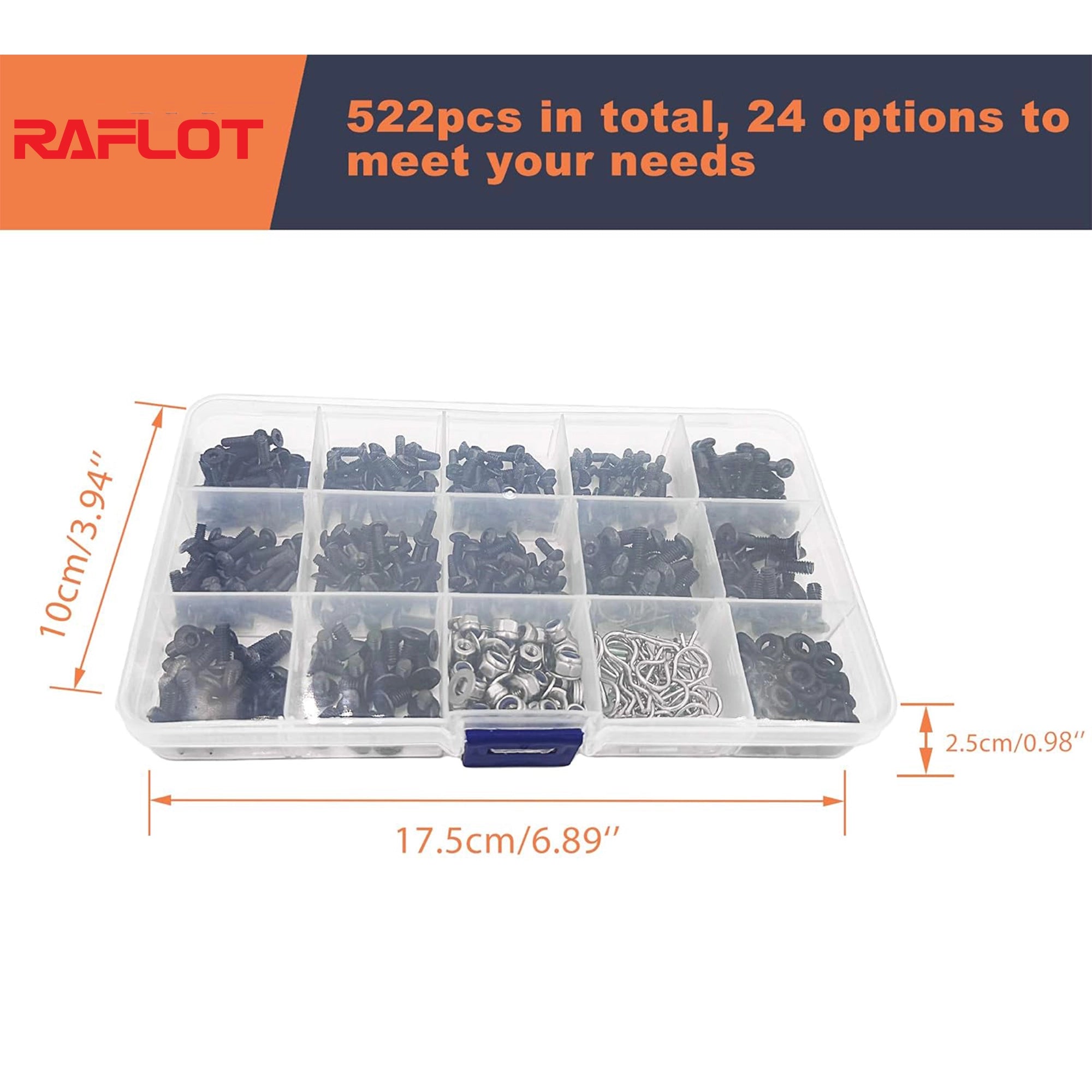 522PCS RC Screws Kit Hardware Fasteners RC Spare Accessories for Traxxas Tamiya Axial Redcat HPI SCX10 Losi 1/8 1/10 Scale RC Cars