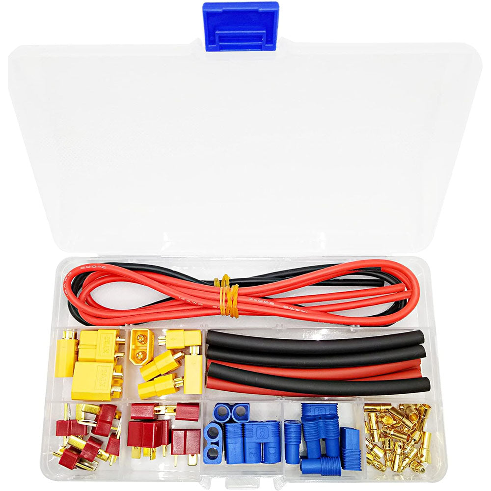 Raflot T-Plug XT60 EC3 Male and Female Adapter Connectors with Heat Shrink Tube and 14AWG Silicone Wire for RC Lipo Battery Electronic Speed Control ESC Motor