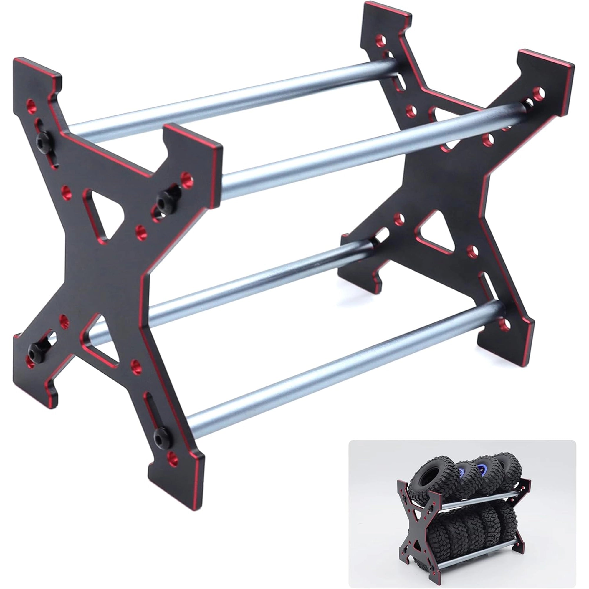 Raflot 1.0" Wheel Tires Rack Aluminum Storage Rack Tires Stand for SCX24 AX24 TRX4M FCX24 1/18 1/24 Car