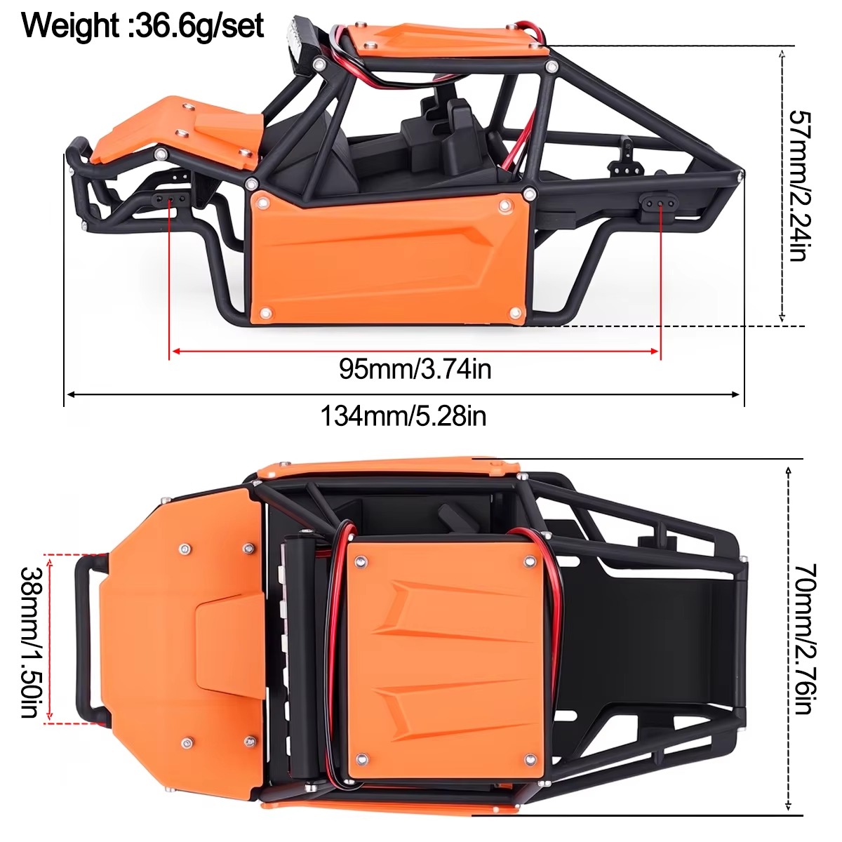 Nylon RC Roll Cage Body Shell Chassis Kit for 1/24 RC Crawler Car SCX24 - Image 4
