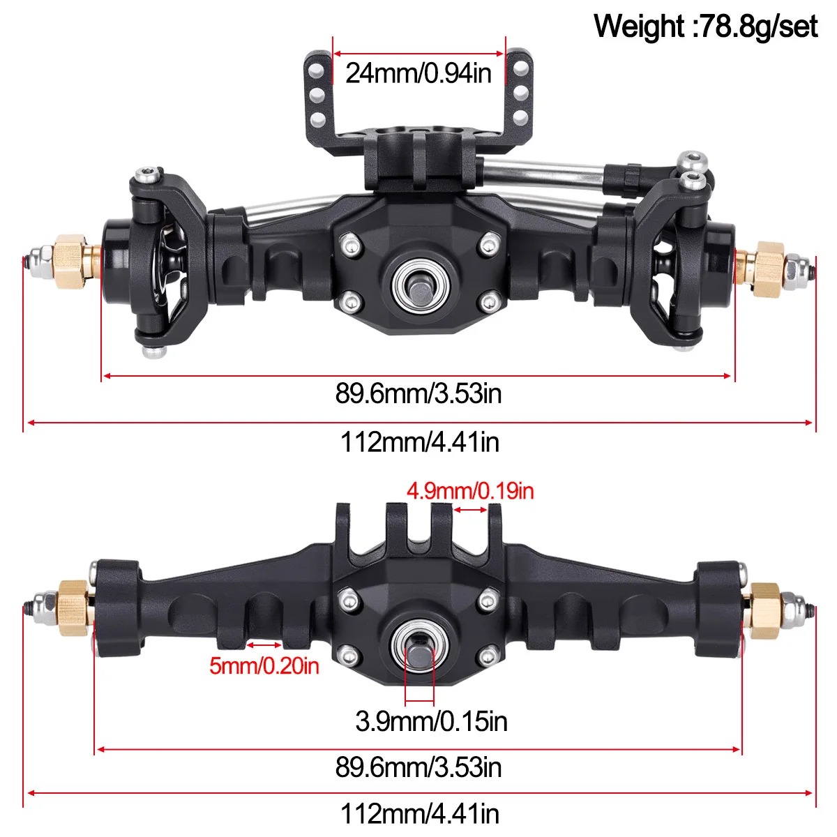 Plastic Front And Rear Axle Set With Servo Mount for 1/18 RC Crawler TRX4M - Image 3